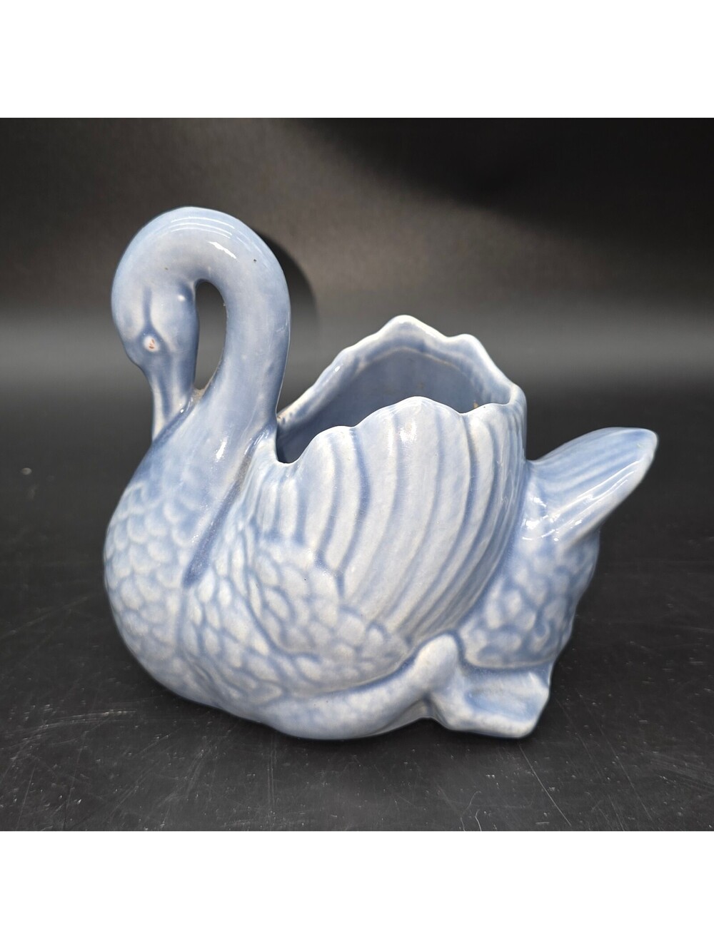 Vintage Red Wing Pottery Swan Planter Blue Periwinkle 259 USA Mid Century Modern
